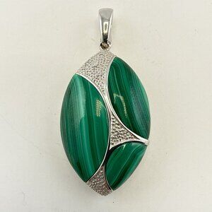 JTV Pendant Malachite Green Enhancer Modern Geometric Sterling Silver 925 Sleek